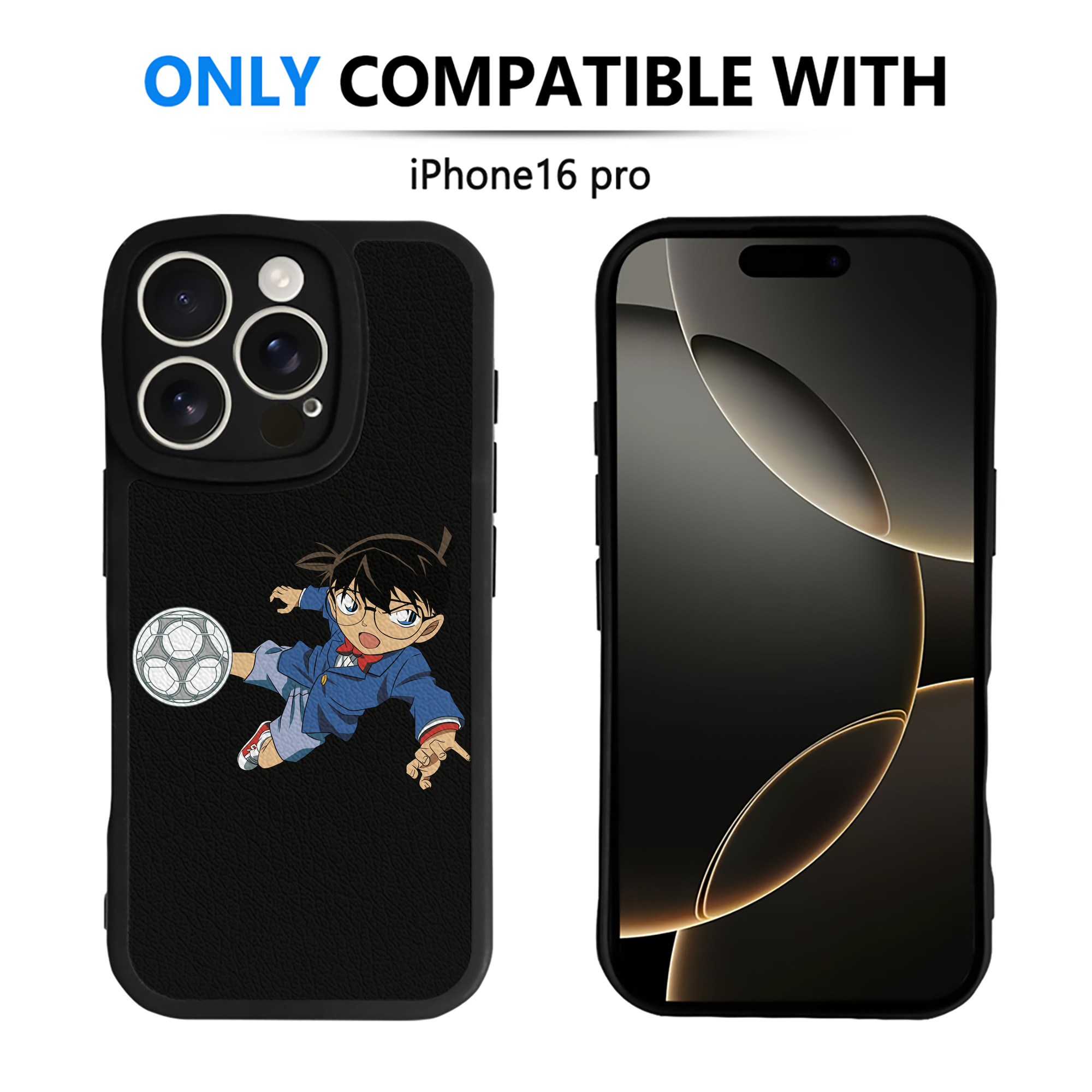 （画像用） 名探偵コナン 江戸川 コナン Detective Conan Conan Edogawa 【iPhone 16シリーズ対応】シリコンスマホケース（レザー調） 材質：シリコン
